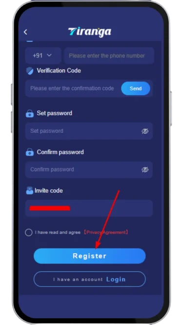 Tap on the Register button